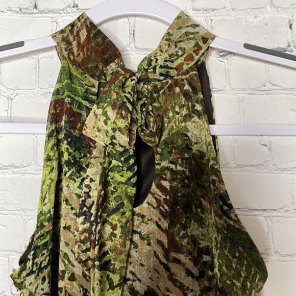 BCX Chiffon Camo Camouflage Sleeveless Summer Halter Top w Front Ruffles Size S - Picture 6 of 12